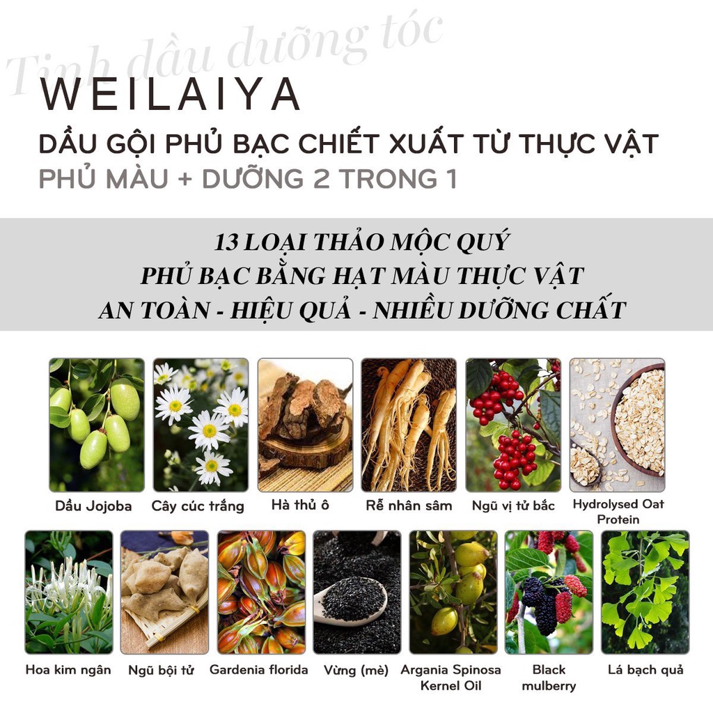 [Sỉ Thùng 30 Chai] Dầu Gội Phủ Bạc Dưỡng Tóc Weilaiya 100ml (3 màu lựa chọn) - Giá tốt nhất liên hệ