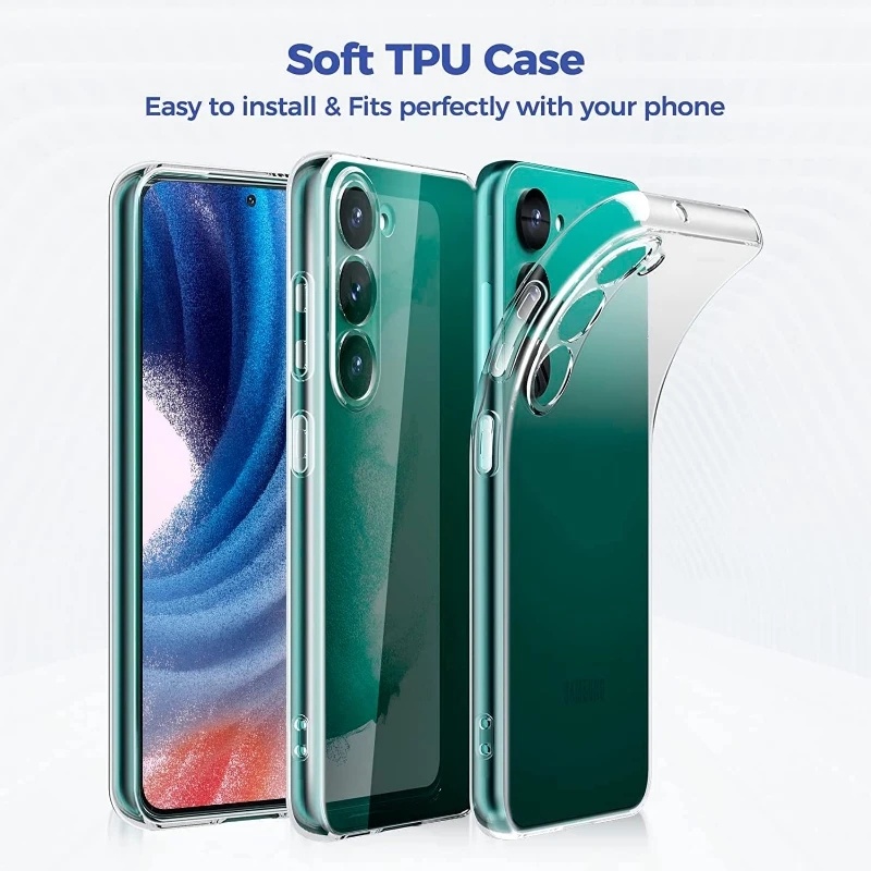 Ốp Điện Thoại Silicone TPU Mềm Trong Suốt Dày Dặn Chất Lượng Cao Bảo Vệ Toàn Diện Cho Samsung S23 / S23 Ultra / S23