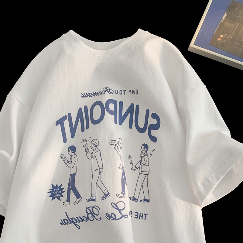 Áo thun SUXI tay ngắn cổ tròn dáng suông in họa tiết thời trang mùa hè