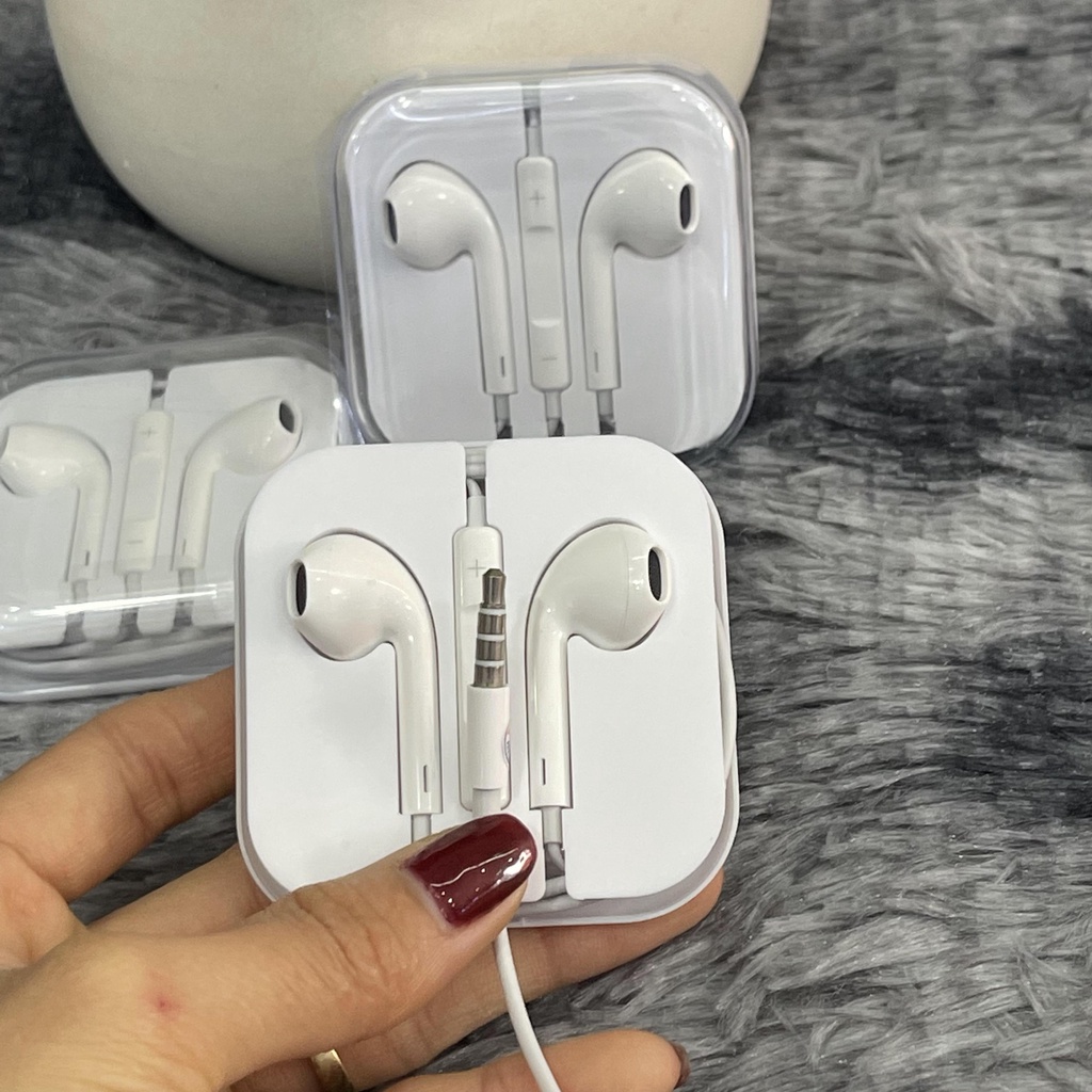 Tai nghe nhét tai 5/6/6.s/6.splus màu trắng, có hộp, logo in, jack cắm 3.5mm, có micro đàm thoại tích hợp