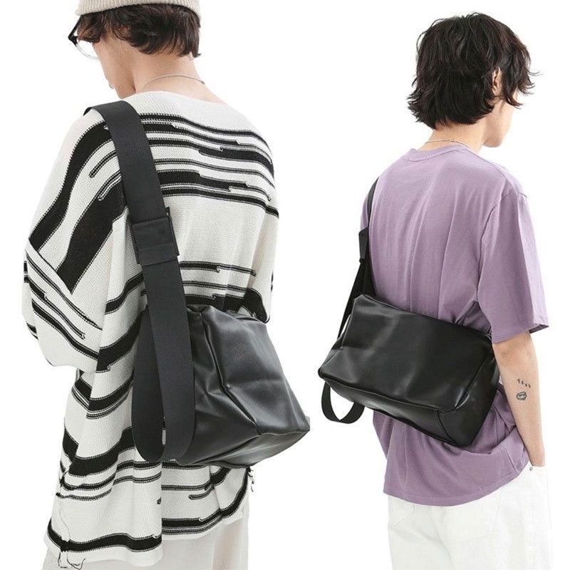 Schwarz ETIENNE Túi Đeo Chéo Da Sức Chứa Lớn Phong Cách Đường Phố Hàn Quốc Đơn Giản Dành Cho Nam Nữ