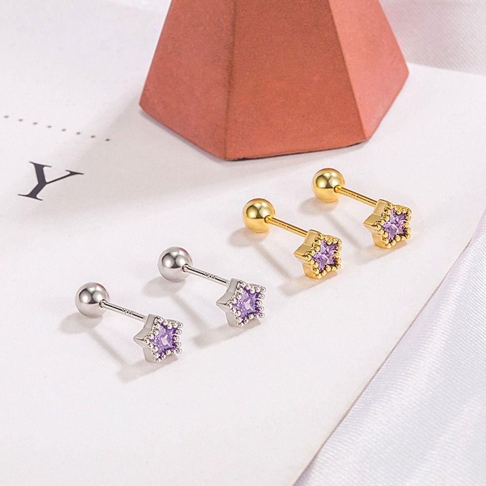 LOMBARD Bông Tai Thiết Kế Hình Ngôi Sao Nhỏ Nhiều Màu Sắc Phong Cách Hàn Quốc Thời Trang Cho Nữ