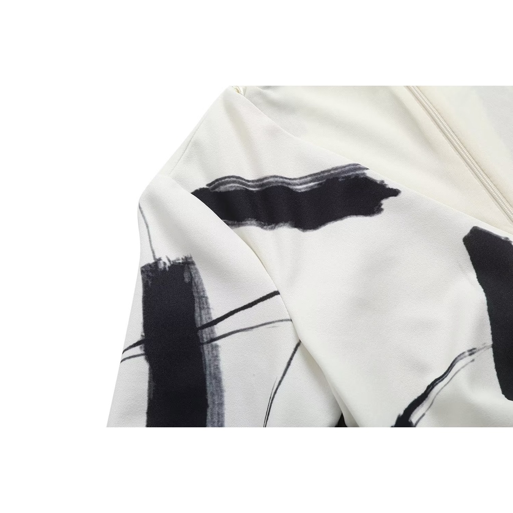 Made in Morocco - Đầm Zara đen trắng vạt chéo DT07LLG48N10