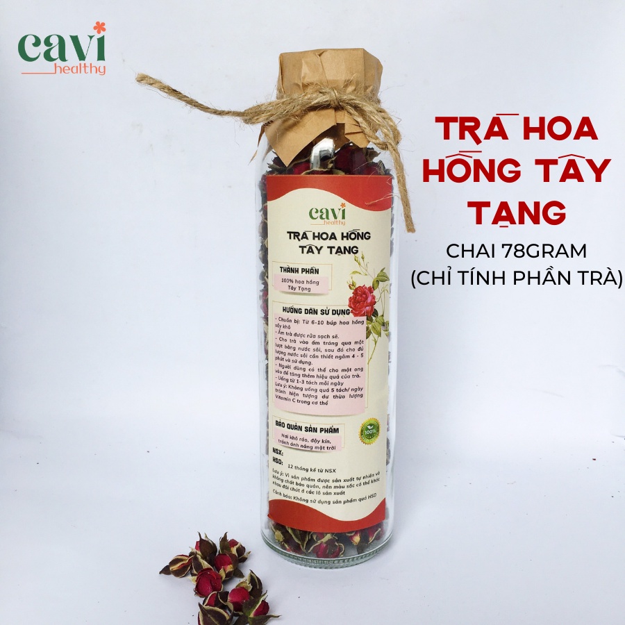Trà Hoa Hồng Tây Tạng 100gr Sấy Khô Nguyên Nụ Thơm Đẹp Cavi Healthy Giảm Stress, Thải Độc