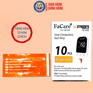 Que thử Mỡ máu Cholesterol dành cho máy đo FaCare 5 trong 1 FC-M168 (TD-4216) - Hộp 10 que