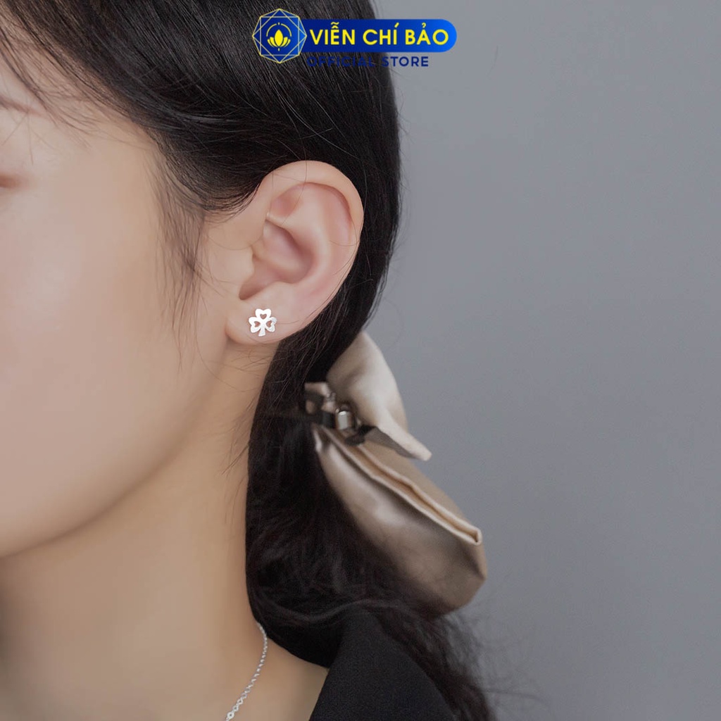 Bông tai cỏ 3 lá chất liệu bạc 925 thời trang phụ kiện trang sức nữ Viễn Chí Bảo E086