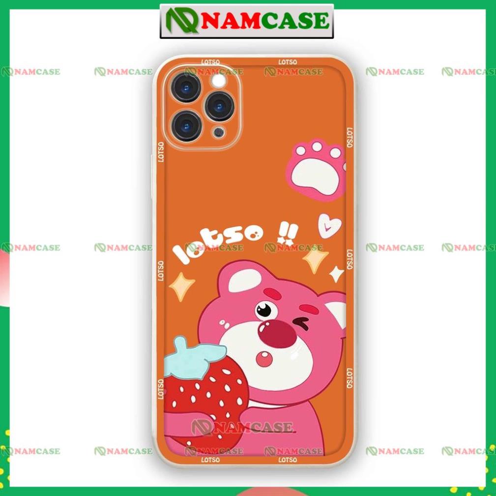 Ốp lưng iPhone cạnh viền vuông cặp đôi hoạt hình gấu lotso cute dễ thương đẹp ip 6/6s/7/8/X/XS/11/12/13/14 Pro Plus Max