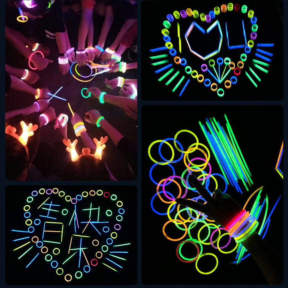 Que phát sáng vòng tay phát sáng dạ quang Hộp 100 cây nhiều phản quang nhiều màu sắc