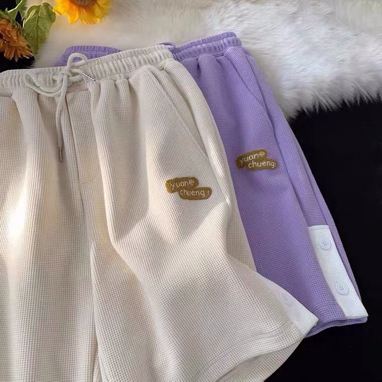 Quần short unisex form rộng vải tổ ong cao cấp thoáng mát, Quần đùi nam nữ dày dặn không xù lông.