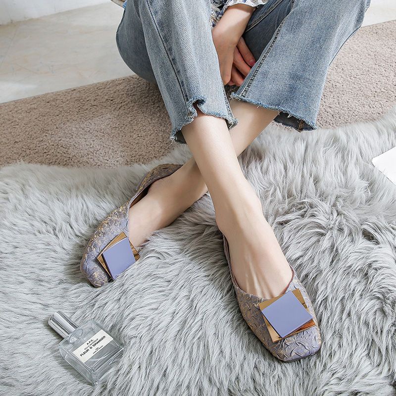 Giày Búp Bê Đế Mềm Mũi Vuông Thời Trang Mùa Hè Cho Nữ