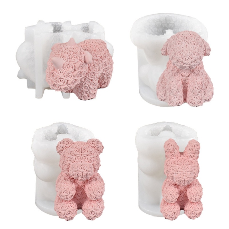 Khuôn Silicone Làm Nến Hình Động Vật / Thỏ / Gấu / Kỳ Lân Bằng Resin