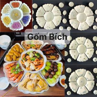 Bộ Bát Đĩa Hoa Mặt Trời Men Kem Vẽ Hoa Nhiều Mẫu - Gốm Sứ Bát Tràng - Bộ Đồ Ăn Bát Tràng