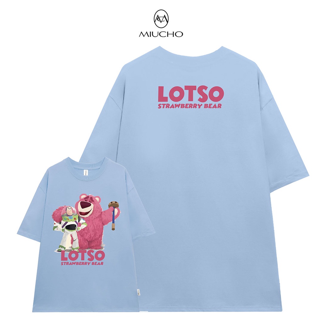 Áo thun gấu dâu lotso form rộng AT370 Miucho basic tee tay lỡ dành cho nam nữ in graphic | BigBuy360 - bigbuy360.vn