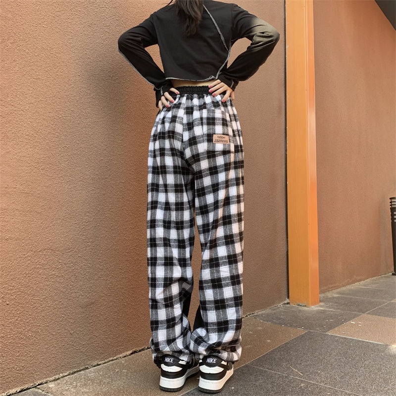 ZHELIHANGFEI Quần Thể Thao Nữ Dài Lưng Cao Ống Rộng Thời Trang Hàn