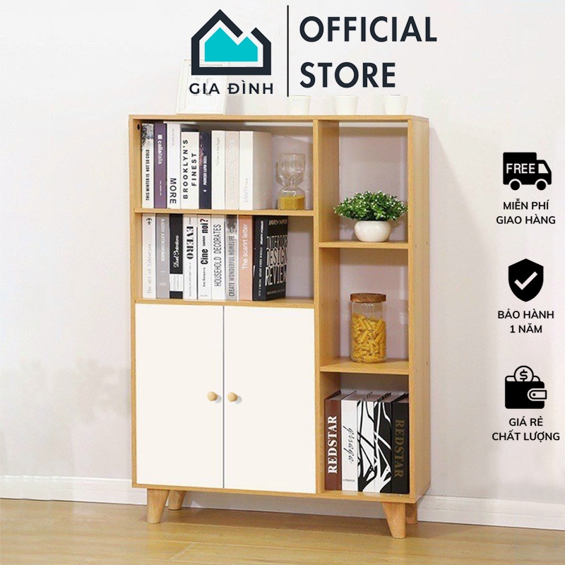 Tủ Sách Gỗ Nhiều Ngăn Đa Năng Có Tủ Để Đồ Thông Minh Tiện Dụng Giá Sách Đứng Kệ Sách Phong Cách Hiện Đại