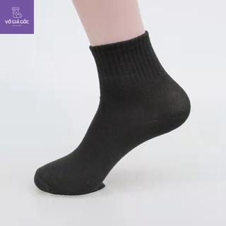 Tắt vớ trắng đen basic trơn cổ trung cao unisex