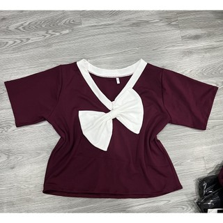 [DT Bigsize] Áo kiểu nơ đắp chéo cổ tim (Ảnh mẫu chụp tại shop)