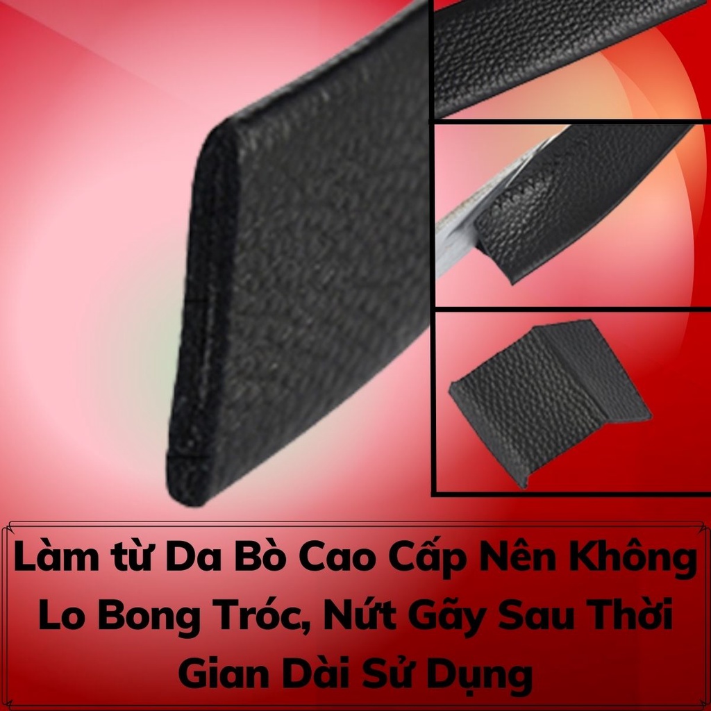 Dây Lưng Da Bò Nam Cao Cấp Màu Đen Không Bong Tróc, Nứt Gãy Kèm Đầu Khoá Tự Động Kim Loại Chắc Chắn -Bảo Hành 5 Năm
