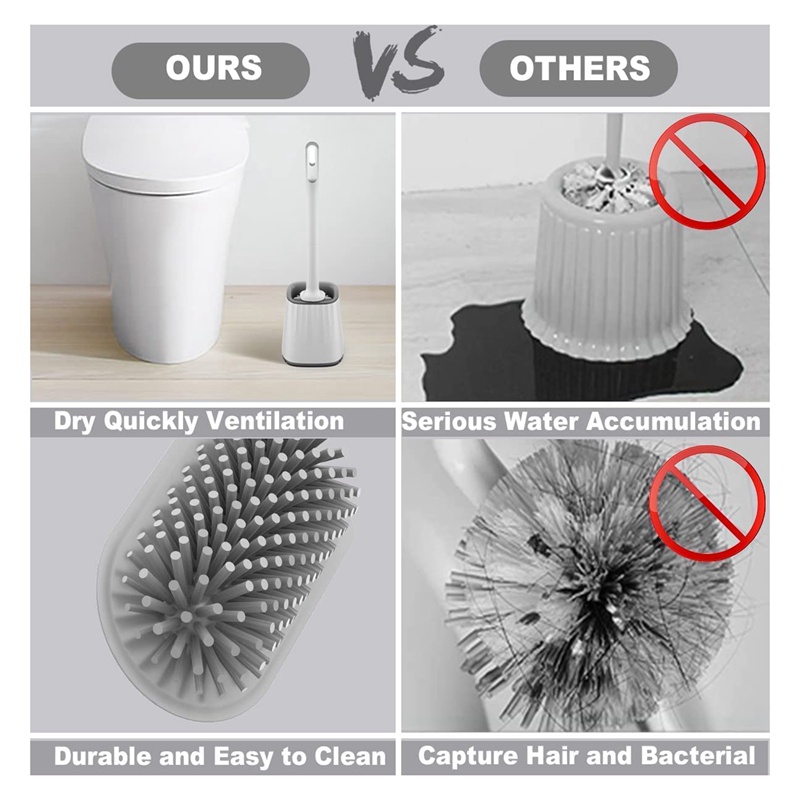 Bộ 2 Bàn Chải Vệ Sinh Toilet Bằng Silicon Kèm Giá Đỡ Tiện Dụng