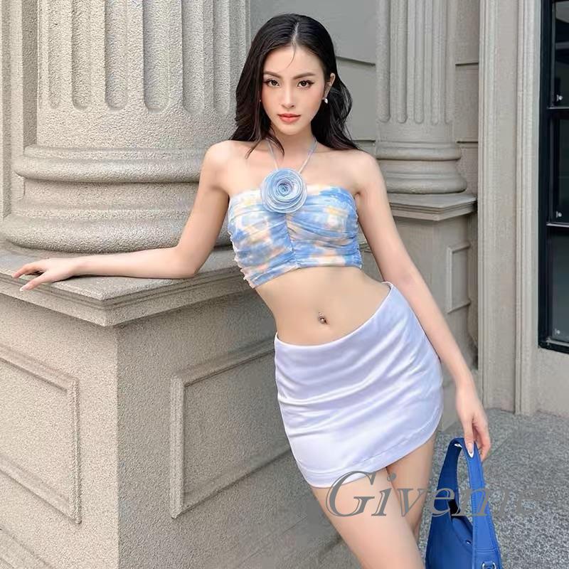 Áo Lưới Trễ Vai Họa Tiết Hoa 3D Thời Trang Cho Nữ