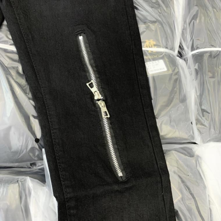 Quần Bò Trơn Nam Đen Thêu Khoá 2 Gối Dáng Basic