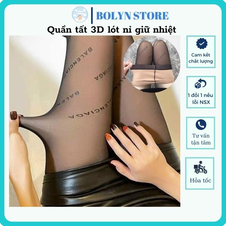 Quần tất - Quần tất chữ 3D xuất Nhật lót nỉ giữ nhiệt, giảm thiểu tối đa rách, rút sợi shop BOLYN