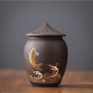 Hũ trà gốm nâu - m1