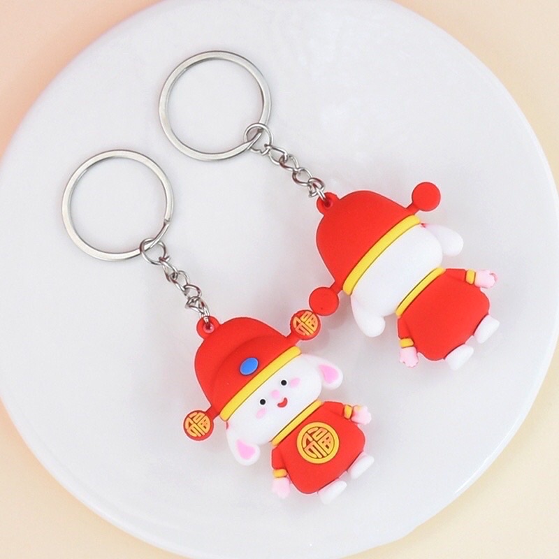 Móc Khoá Thỏ Thần Tài Hot Trend Móc Treo Chìa Khoá Silicon Hoạt Hình - Phụ Kiện Balo Túi Xách - Bánh Mì Store