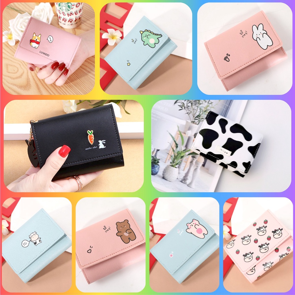 Ví nữ ngắn đẹp cầm tay mini nhỏ gọn bỏ túi nhiều ngăn dễ thương NG0