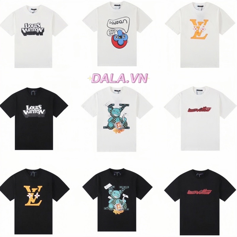 Lv mẫu mới - Áo thun Lv cotton thiết kế 2023- Tshirt Luis Vutt.on in nhiệt - Áo cộc Luis Vutt.on hoạ tiết