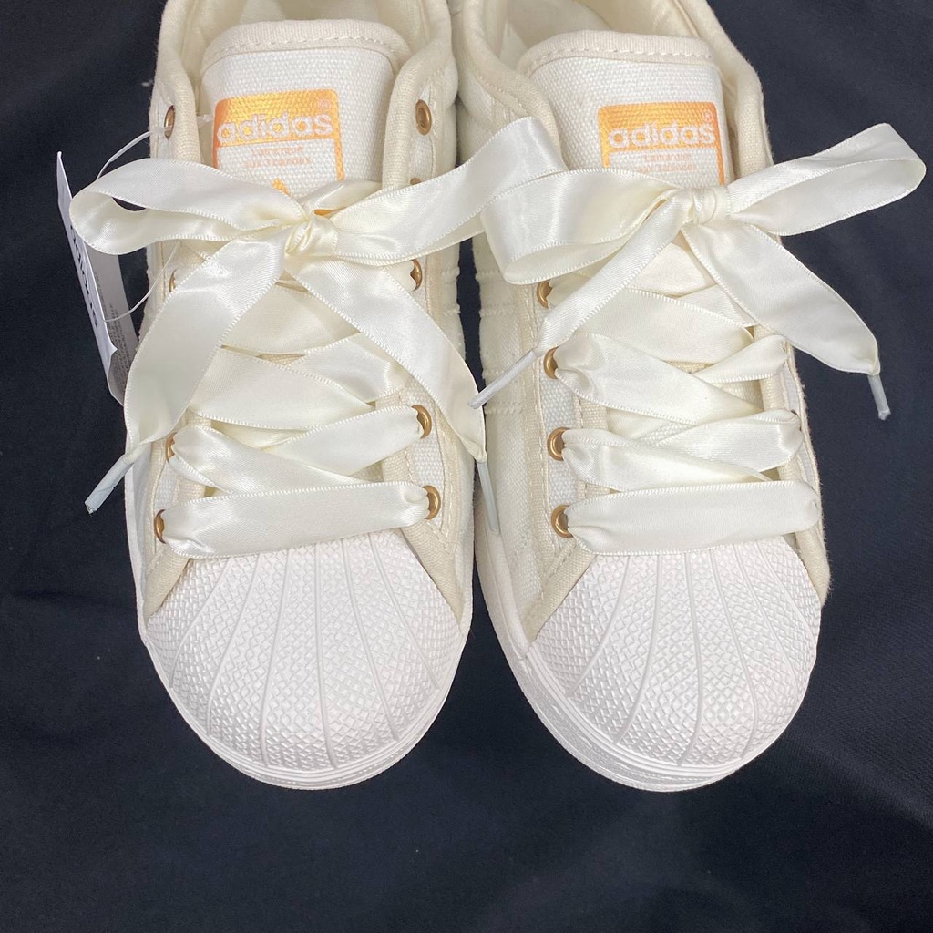 Giày Thể Thao. Giày Sneaker Supter Star Mũi Sò Cream Dây Lụa Kèm Hộp Bảo Vệ