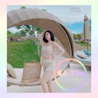Set Ren 3 Món Bikini Đi BIển Ren Móc Họa Tiết Hàng Quảng Châu (6) | Bé Tiu Clothing