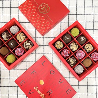 Socola Valentine truffle 2024 chocolate hộp kèm thiệp và nơ 9-12-16 viên sô cô la làm quà tặng ngày lễ tình nhân