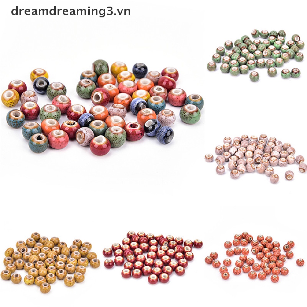 Set 50 Hạt Gốm Tráng Men 6mm Dùng Làm Trang Sức DIY