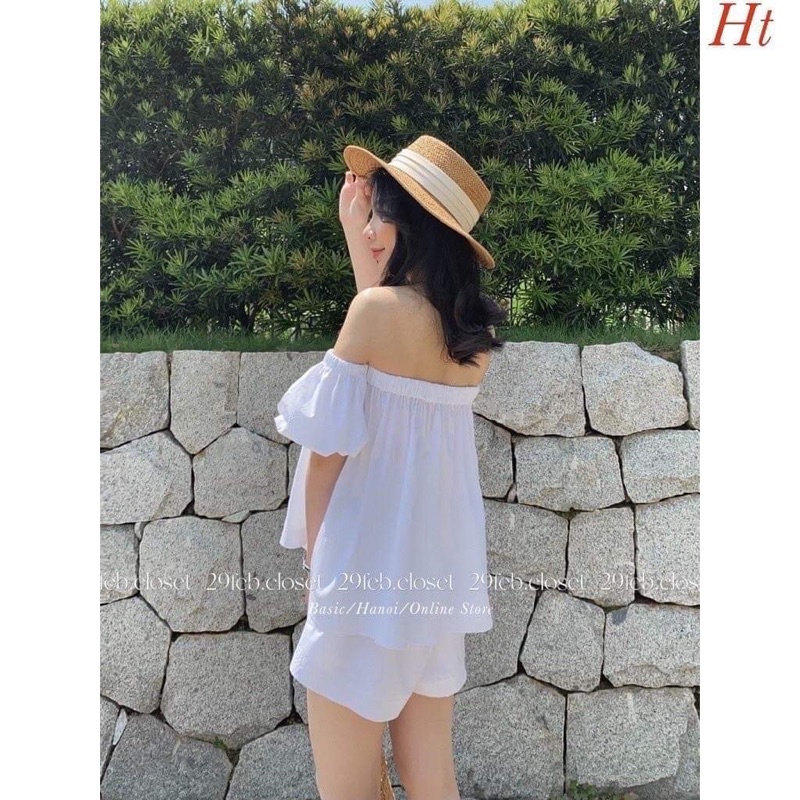 Bộ đùi trễ vai 2 màu H2B578