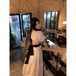 Đầm Dài Mùa Hè 2022 Kurosawa Xuanqi Thắt Dây Eo Mỏng Phong Cách Mới Với Thiết Kế Khoét Rỗng Cho Nữ