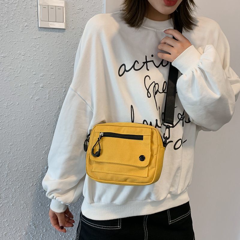 Túi Vải Canvas Đeo Chéo Phong Cách Harajuku Đường Phố Cá Tính