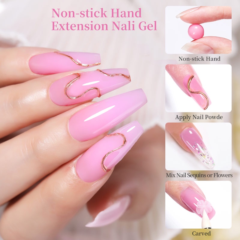 Bộ 3 Lọ Gel Nối Dài Móng Tay Màu Nude Trong Suốt DIY 8ML Không Dính