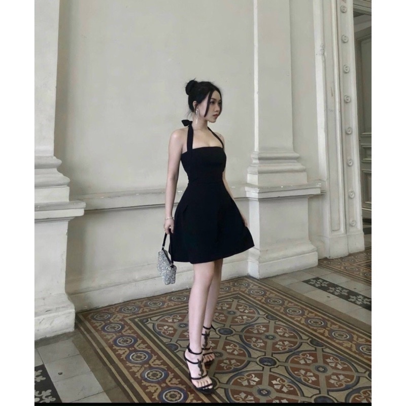Đầm Cúp Ngực Thắt Nơ Sau Gáy TIBU, Váy Nữ Cổ Yếm Form Xoè Quyến Rũ Đi Chơi Dự Tiệc Hot Trend