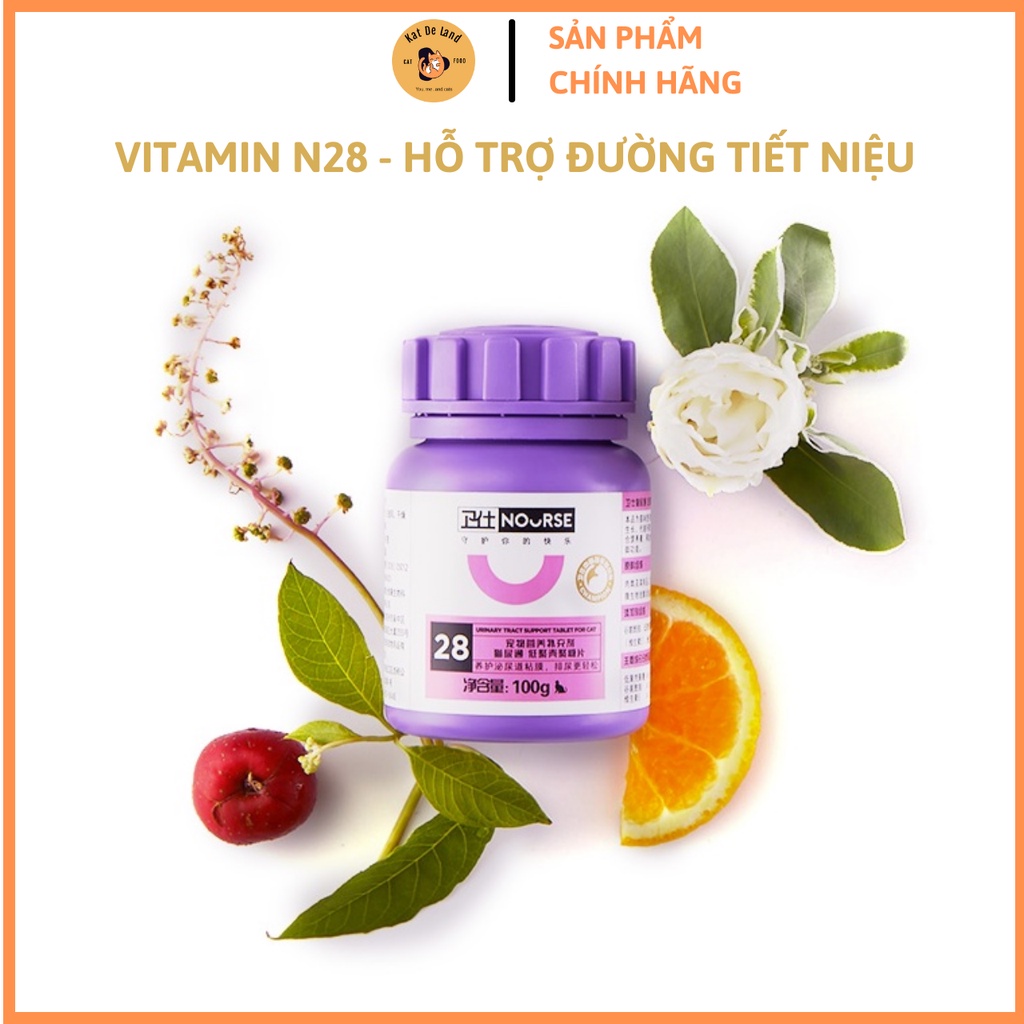 Viên Vitamin Nourse 28 - viên nhai hỗ trợ đường tiết niệu, ngăn ngừa sỏi thận, phòng tránh bệnh thận, bí tiểu cho mèo
