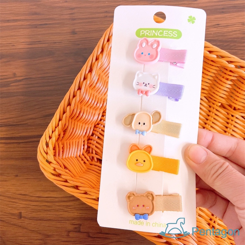 Set 5 Kẹp Tóc Hình Động Vật Hoạt Hình Dễ Thương Cho Bé Gái