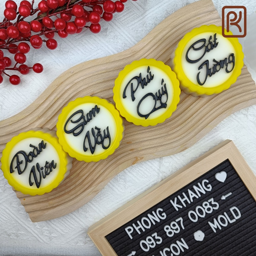 Khuôn nhựa PP Phong Khang làm rau câu chữ đoàn viên, cát tường, sum vầy, phú quý