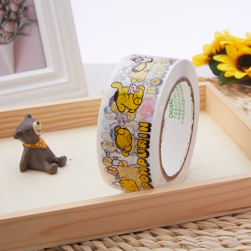 Băng keo hoạt hình, băng dính gói hàng họa tiết cún vàng, băng keo gói hàng