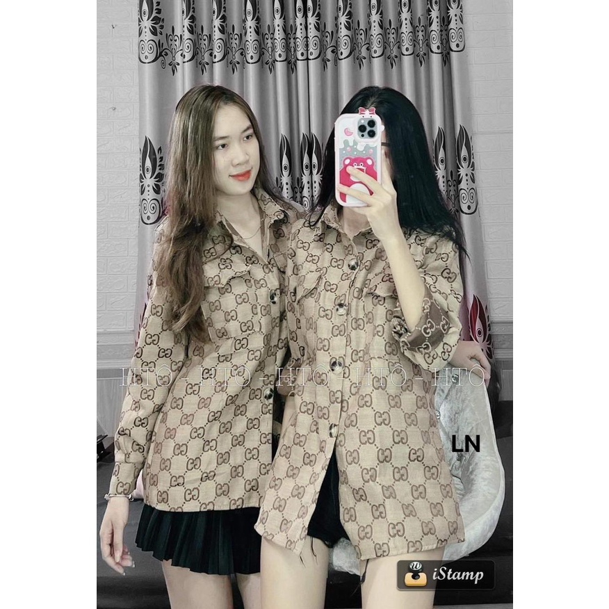 Áo Sơ mi Gc from dáng dài,diện đôi cực đẹp , đi học, đi chơi xinh xắn, lịch sự