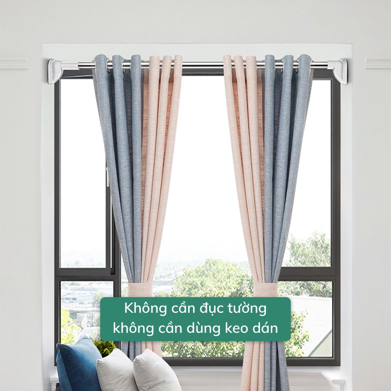 Thanh treo rèm đa năng thông minh JIASHI giá treo quần áo điều chỉnh độ dài inox 304 không gỉ không khoan tường TGT01