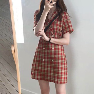 [Order] Váy cổ vest kẻ ulzzang (Kèm ảnh thật và bảng size)