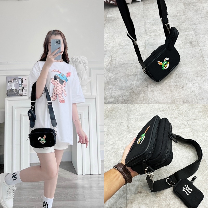 Túi Đeo Chéo Nam Nữ 2 Màu Thêu Hình Thỏ Siêu Đẹp
