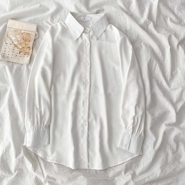 Áo Sơ Mi Morandi Tay Dài Màu Trơn Dáng Rộng Thời Trang Xuân Thu Cho Nữ