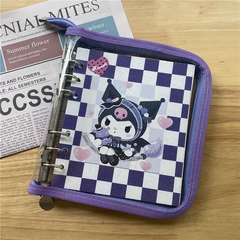 Sổ Tay Nhật Ký Kuromi Melody Cinnamon Dog Ledger Dáng Rời Có Giá Trị Cao Sáng Bóng Có Khóa Kéo Cho Nữ