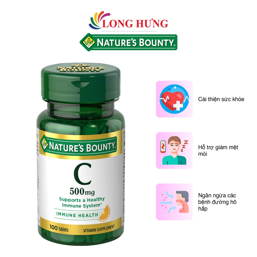 Viên uống Nature's Bounty Vitamin C 500mg hỗ trợ tăng cường hệ miễn dịch (100 viên)